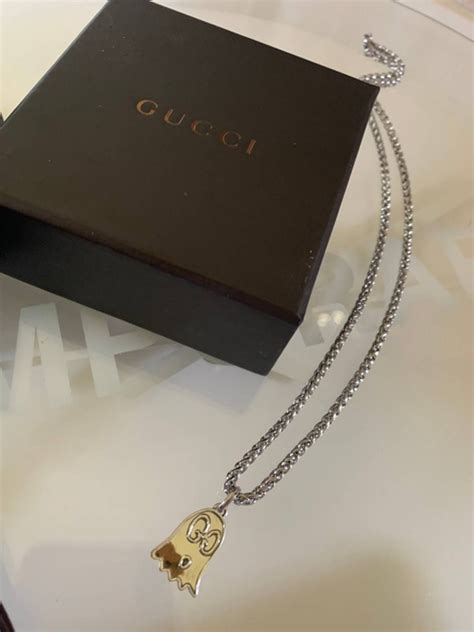 gucci ghost necklace gold|gucci ghost necklace on neck.